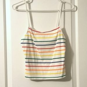 2/$15 NWOT rainbow striped crop tank top